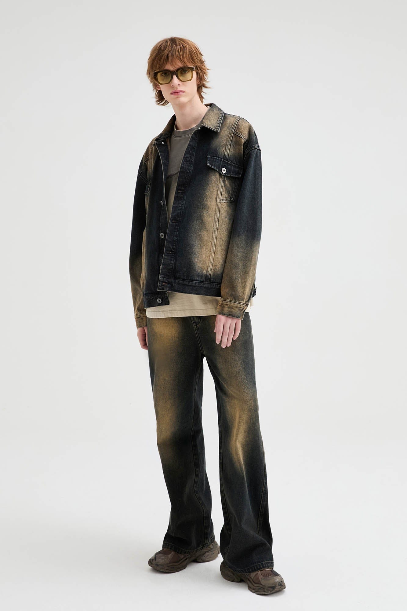 ORGANIC EMOTION Faded Spliced Pocket Denim Jacket-Jacket-XS-Free Shipping Leatheretro