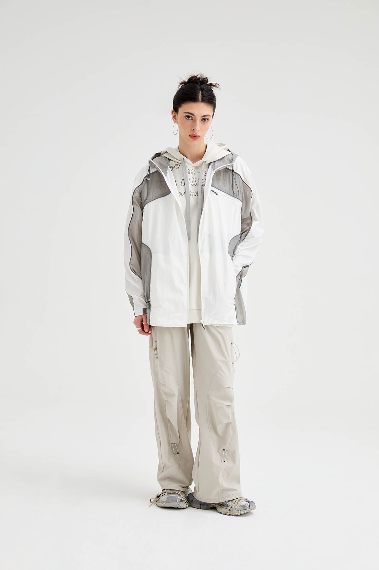 ORGANIC EMOTION Spliced Drawstring UV Protection Light Jacket-Jacket-XS-Free Shipping Leatheretro