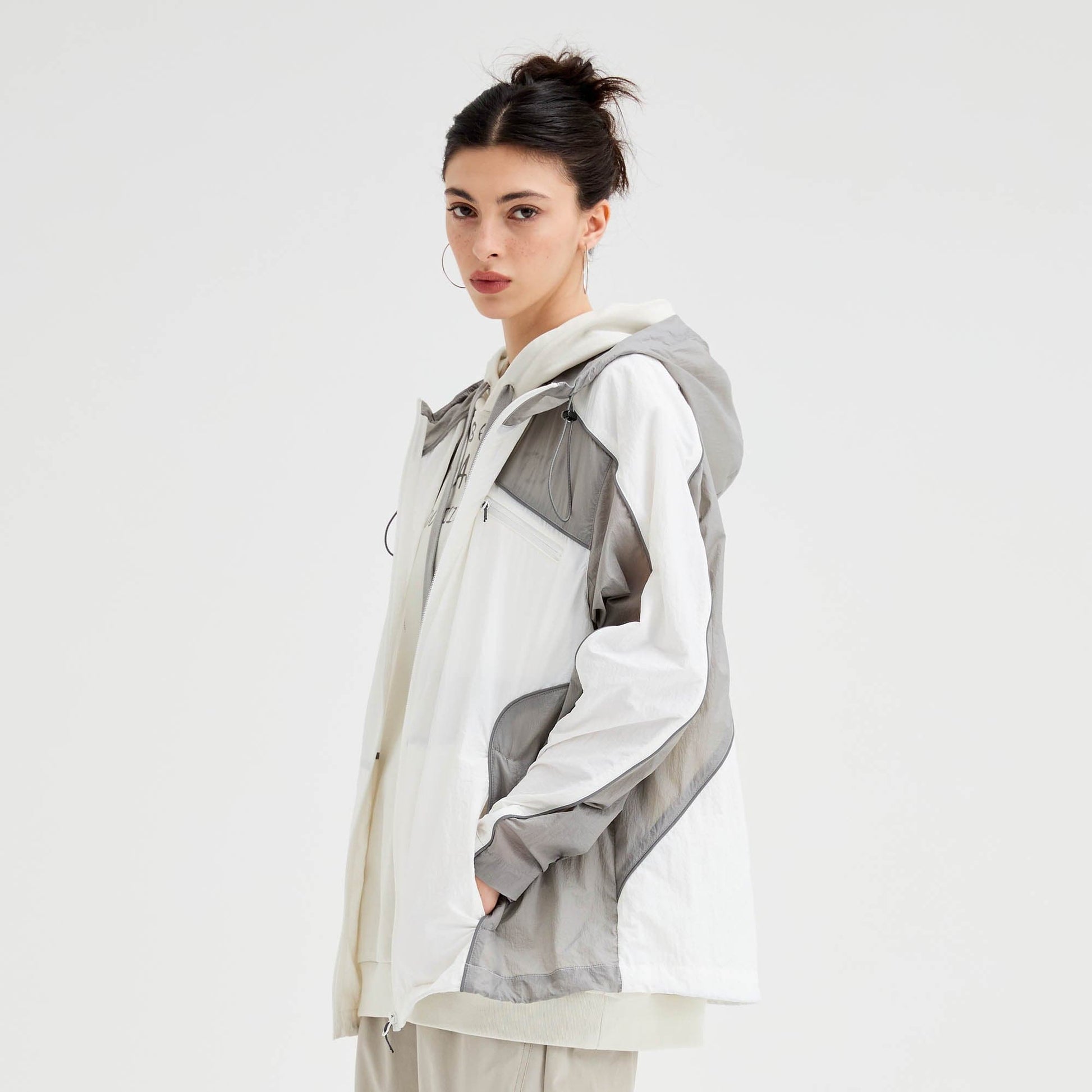 ORGANIC EMOTION Spliced Drawstring UV Protection Light Jacket-Jacket-XS-Free Shipping Leatheretro