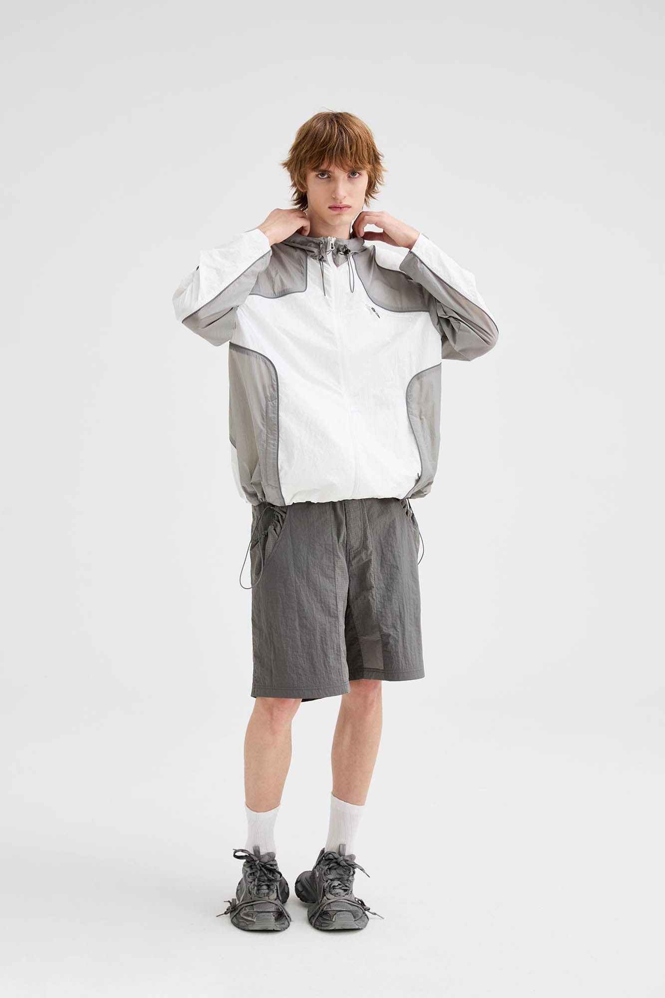 ORGANIC EMOTION Spliced Drawstring UV Protection Light Jacket-Jacket-XS-Free Shipping Leatheretro