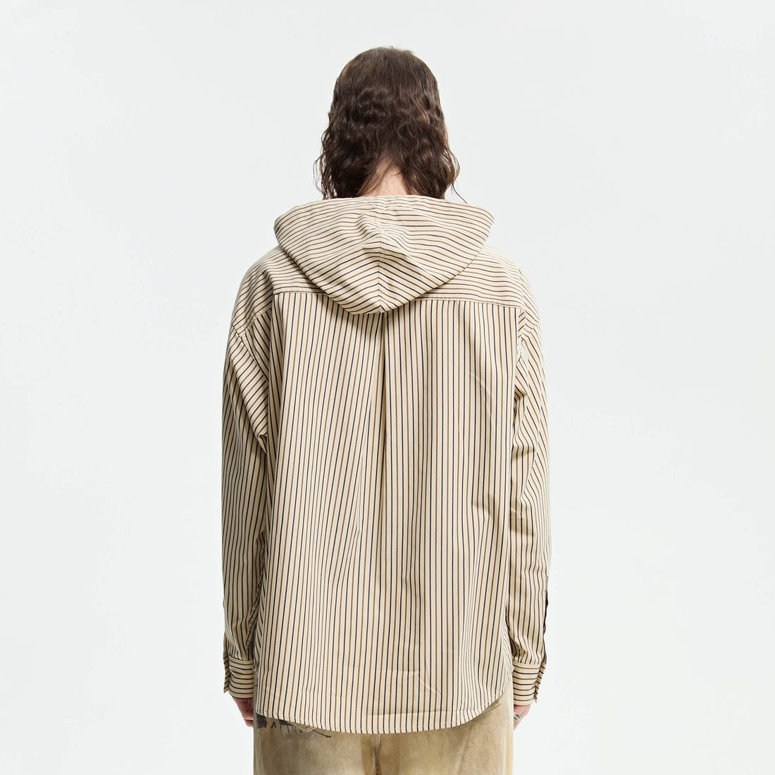 ORGANIC EMOTION Striped Drawstring Hooded Shirt-Shirt-XS-Free Shipping Leatheretro