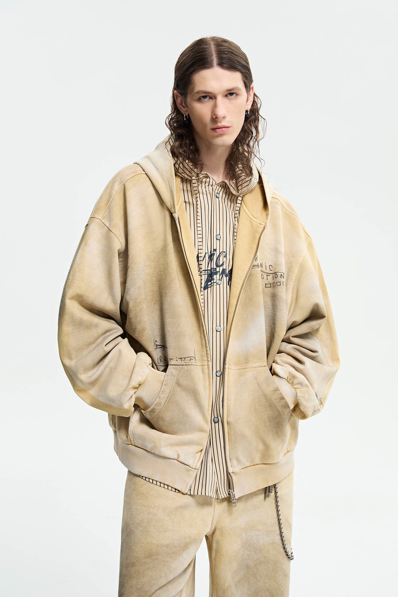 ORGANIC EMOTION Dirty Fit Graffiti Zip-Up Hoodie-Hoodie-XS-Yellow-Free Shipping Leatheretro