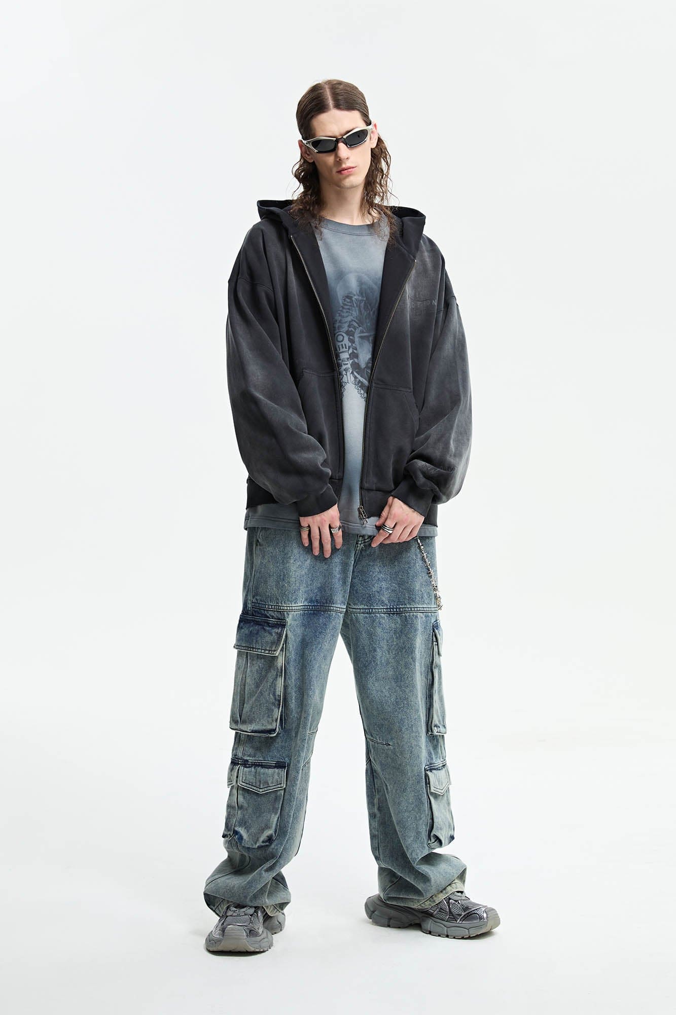 ORGANIC EMOTION Dirty Fit Graffiti Zip-Up Hoodie-Hoodie-XS-Yellow-Free Shipping Leatheretro