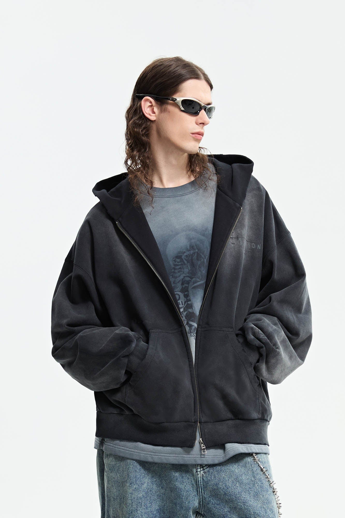 ORGANIC EMOTION Dirty Fit Graffiti Zip-Up Hoodie-Hoodie-XS-Yellow-Free Shipping Leatheretro