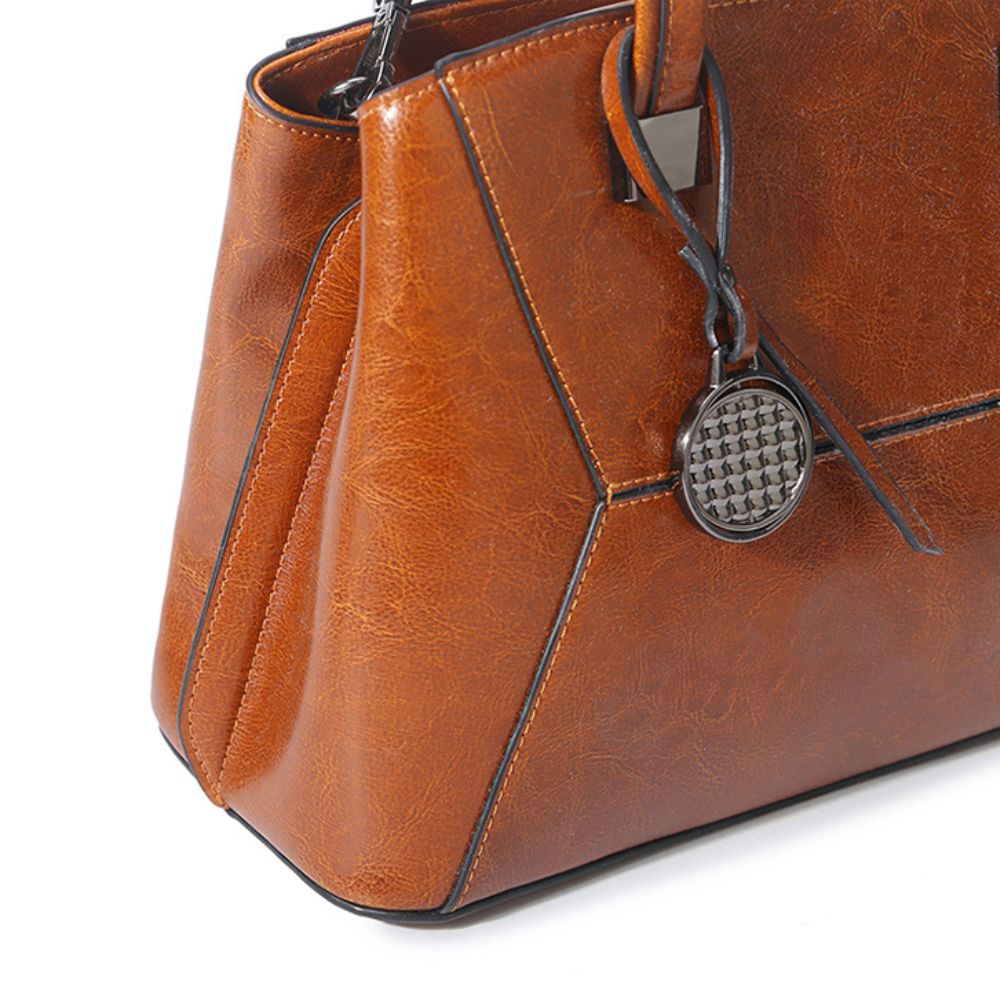Oil Wax Cowhide Cross body Handbag-Handbags-Gray-Free Shipping Leatheretro