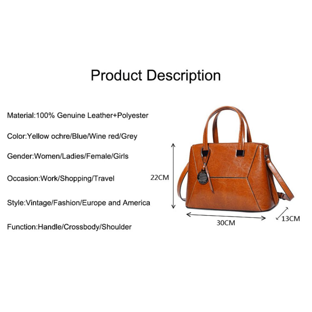 Oil Wax Cowhide Cross body Handbag-Handbags-Gray-Free Shipping Leatheretro