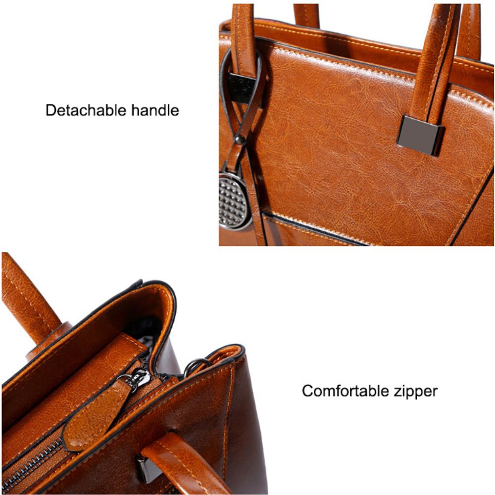Oil Wax Cowhide Cross body Handbag-Handbags-Gray-Free Shipping Leatheretro