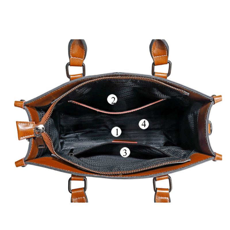 Oil Wax Spliced Leather Women's Crossbody Bag-Handbags-Brown-Free Shipping Leatheretro