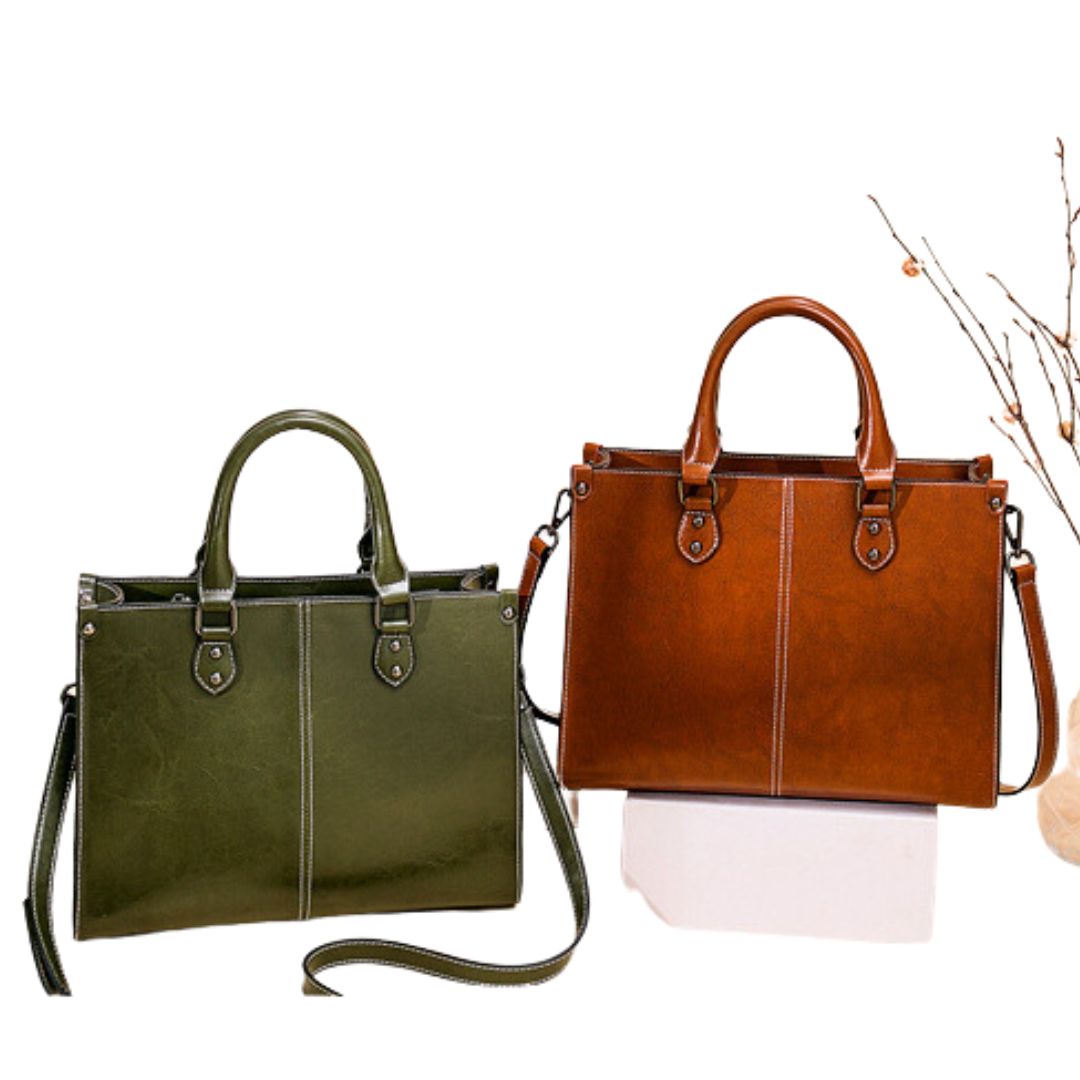 Oil Wax Spliced Leather Women's Crossbody Bag-Handbags-Brown-Free Shipping Leatheretro