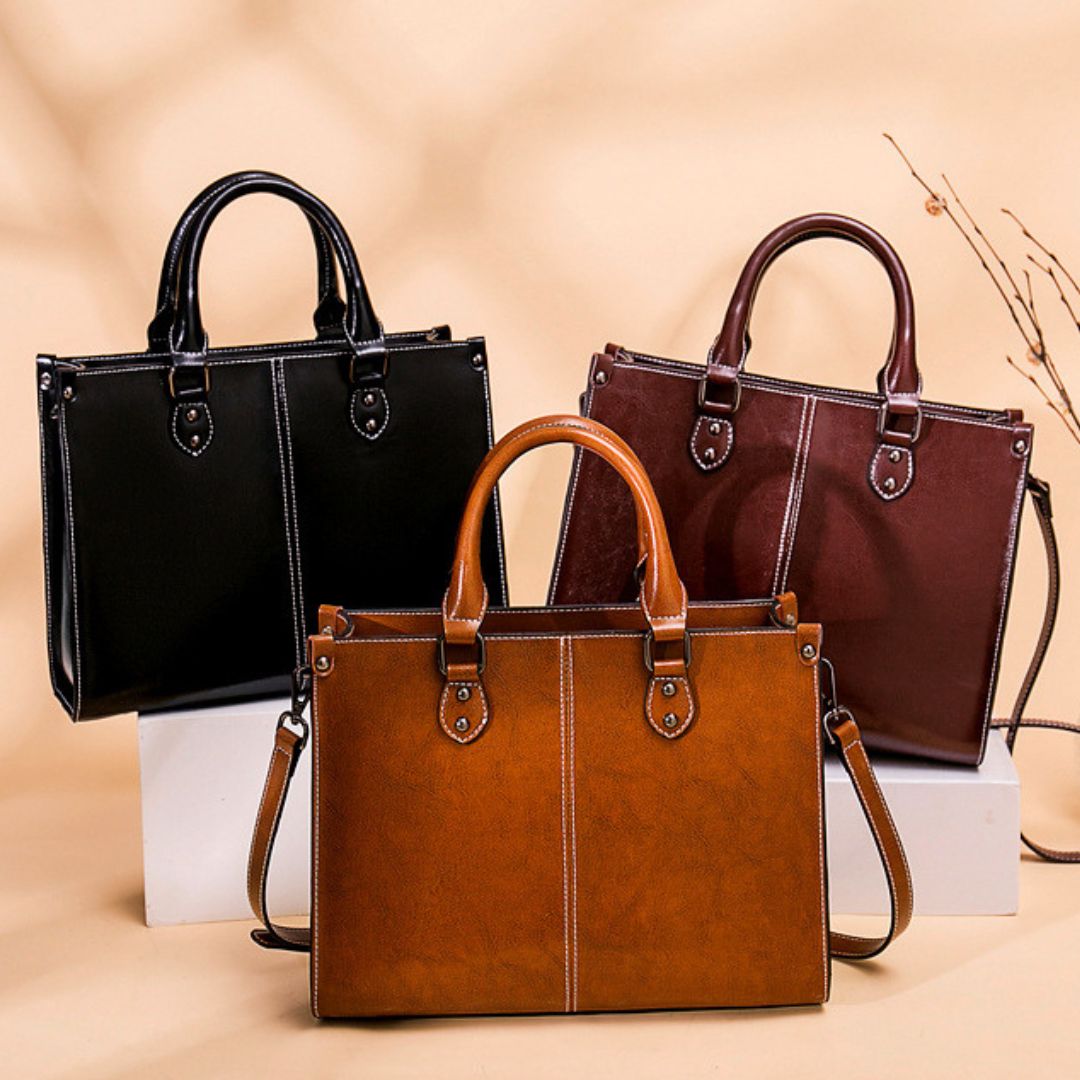 Oil Wax Spliced Leather Women's Crossbody Bag-Handbags-Brown-Free Shipping Leatheretro
