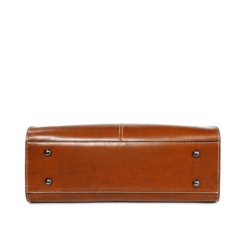 Oil Wax Spliced Leather Women's Crossbody Bag-Handbags-Brown-Free Shipping Leatheretro
