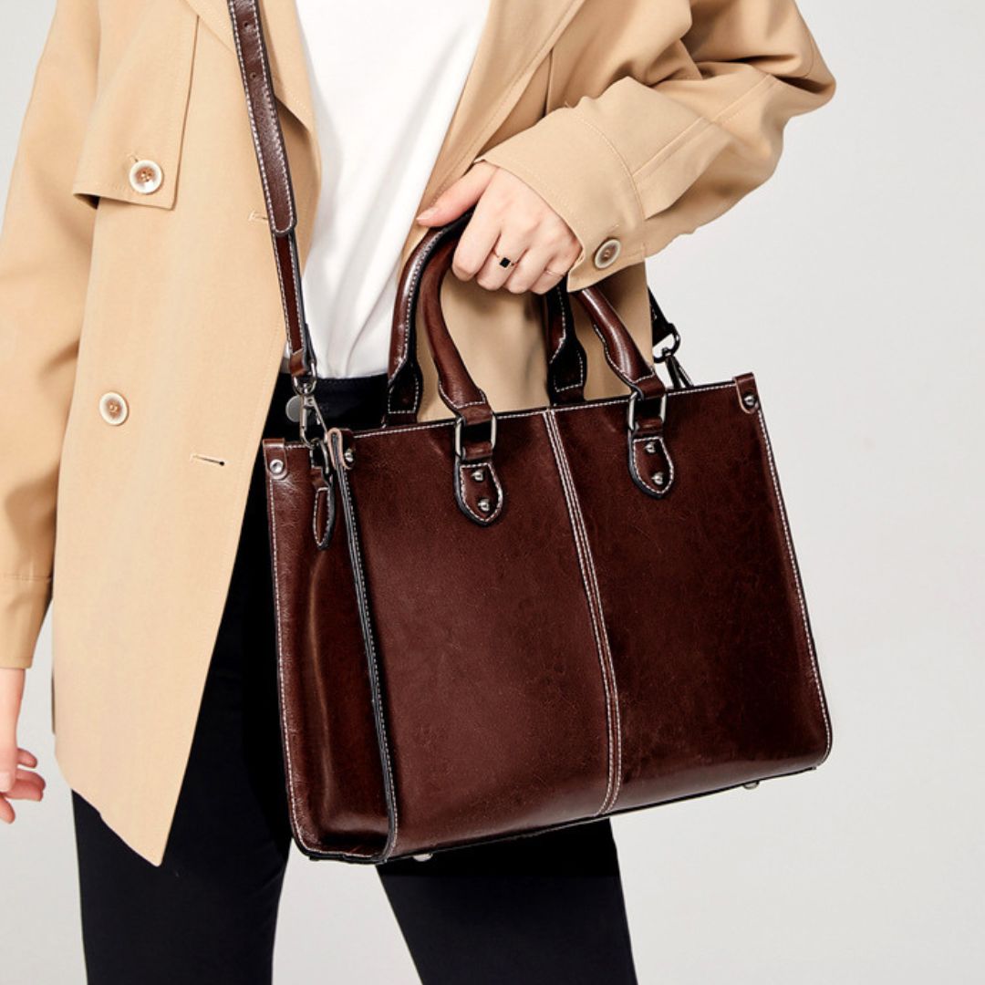 Oil Wax Spliced Leather Women's Crossbody Bag-Handbags-Brown-Free Shipping Leatheretro