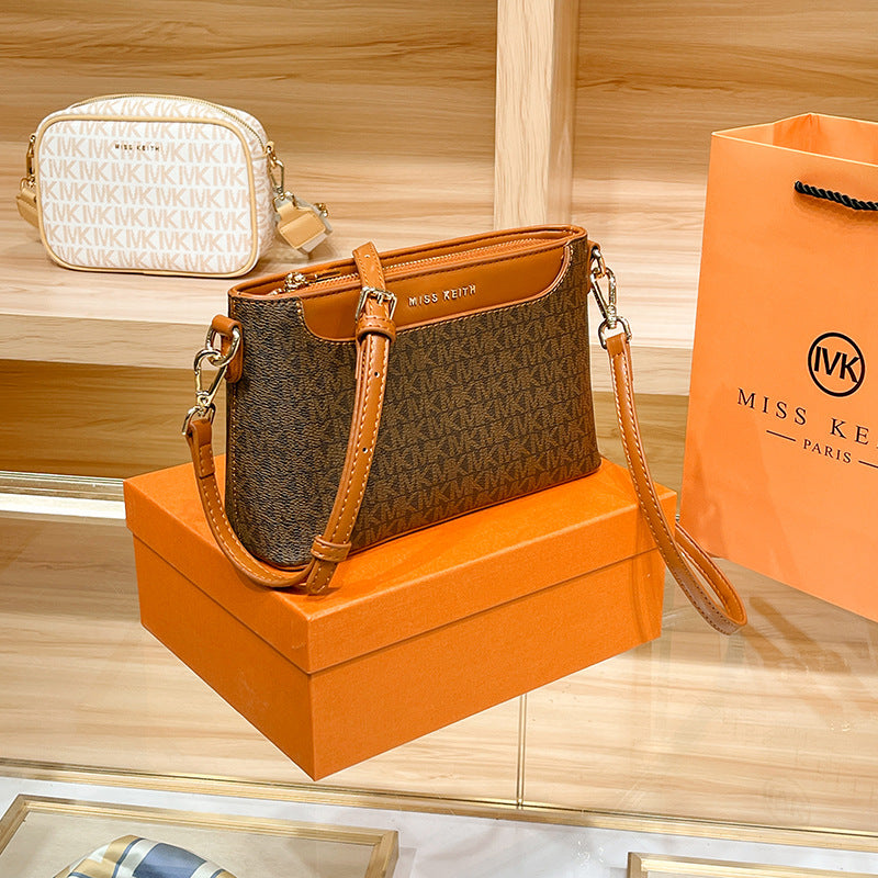 One-Shoulder Small Square Mahjong Bag-Clutch-Brown-Free Shipping Leatheretro