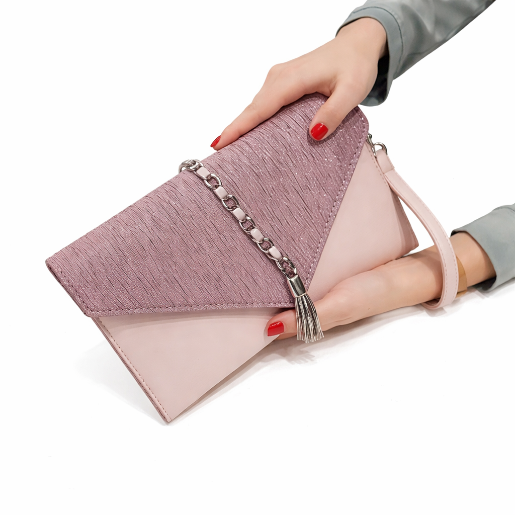 PU leather Tassels ladies Women Shoulder Bag - Envelope Clutches Purse-Clutch-Black-Free Shipping Leatheretro