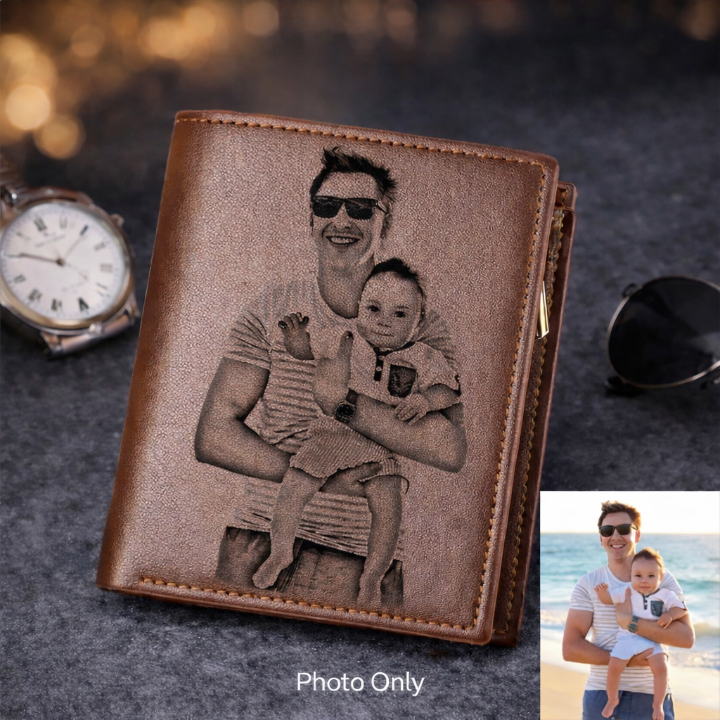 Men’s Custom Name / Photo Engraved Wallet | High-Quality PU Leather Short Purse | Personalized Gift-Wallets & Money Clips-Photo + Text-Free Shipping Leatheretro