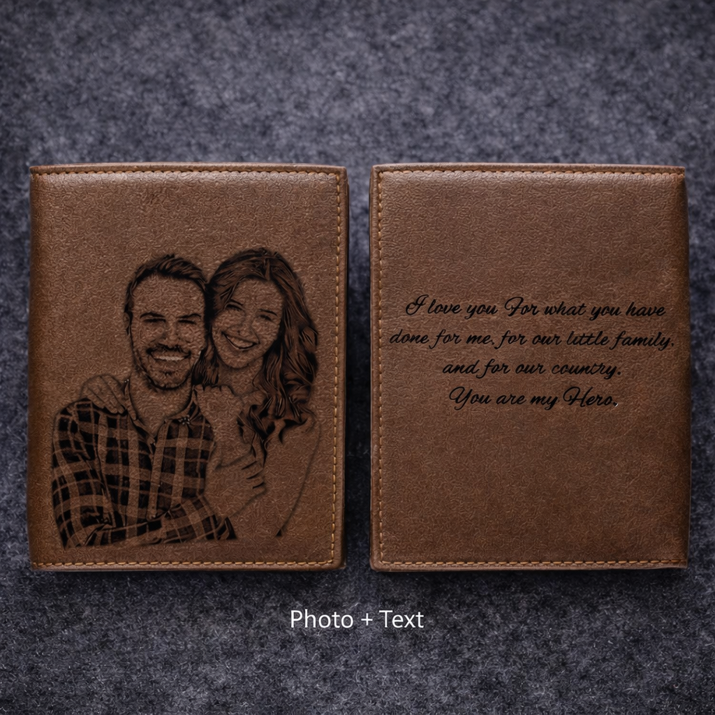 Men’s Custom Name / Photo Engraved Wallet | High-Quality PU Leather Short Purse | Personalized Gift-Wallets & Money Clips-Photo + Text-Free Shipping Leatheretro