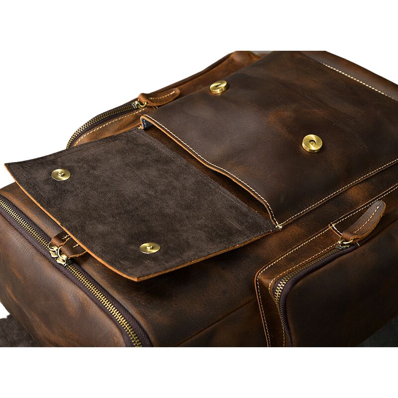 Premium Crazy Horse Genuine Leather Stylish Backpack-Backpacks-Dark Brown-Free Shipping Leatheretro