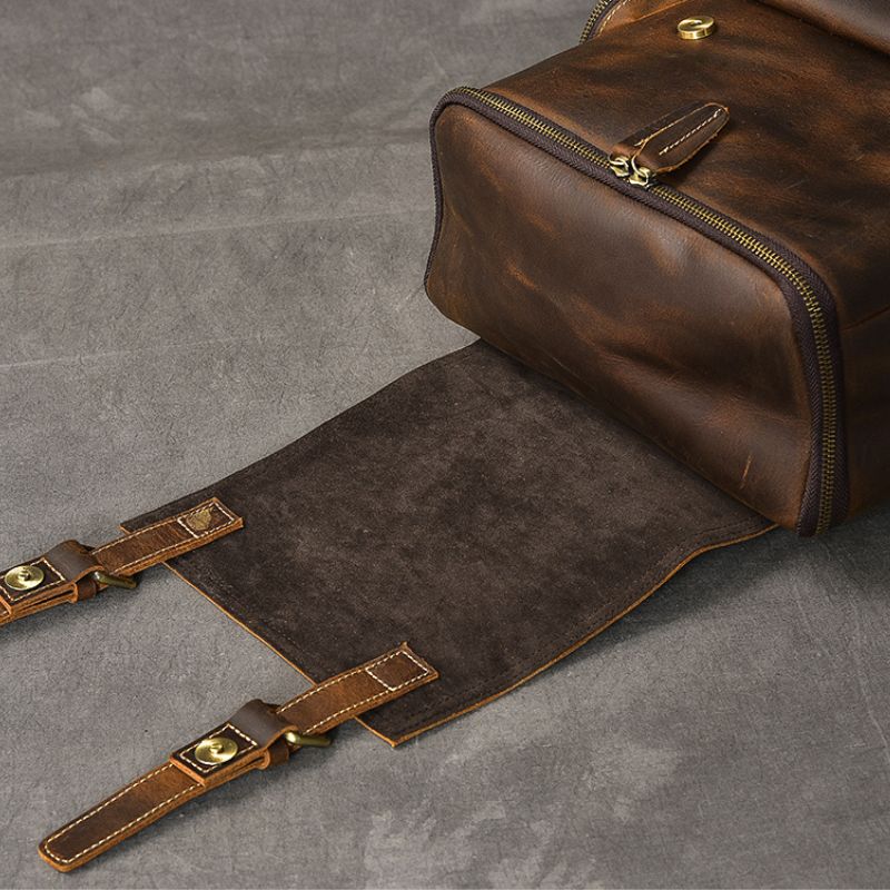 Premium Crazy Horse Genuine Leather Stylish Backpack-Backpacks-Dark Brown-Free Shipping Leatheretro