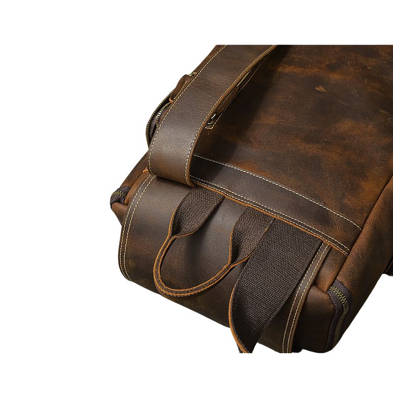 Premium Crazy Horse Genuine Leather Stylish Backpack-Backpacks-Dark Brown-Free Shipping Leatheretro