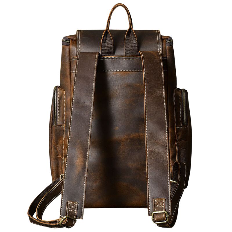 Premium Crazy Horse Genuine Leather Stylish Backpack-Backpacks-Dark Brown-Free Shipping Leatheretro
