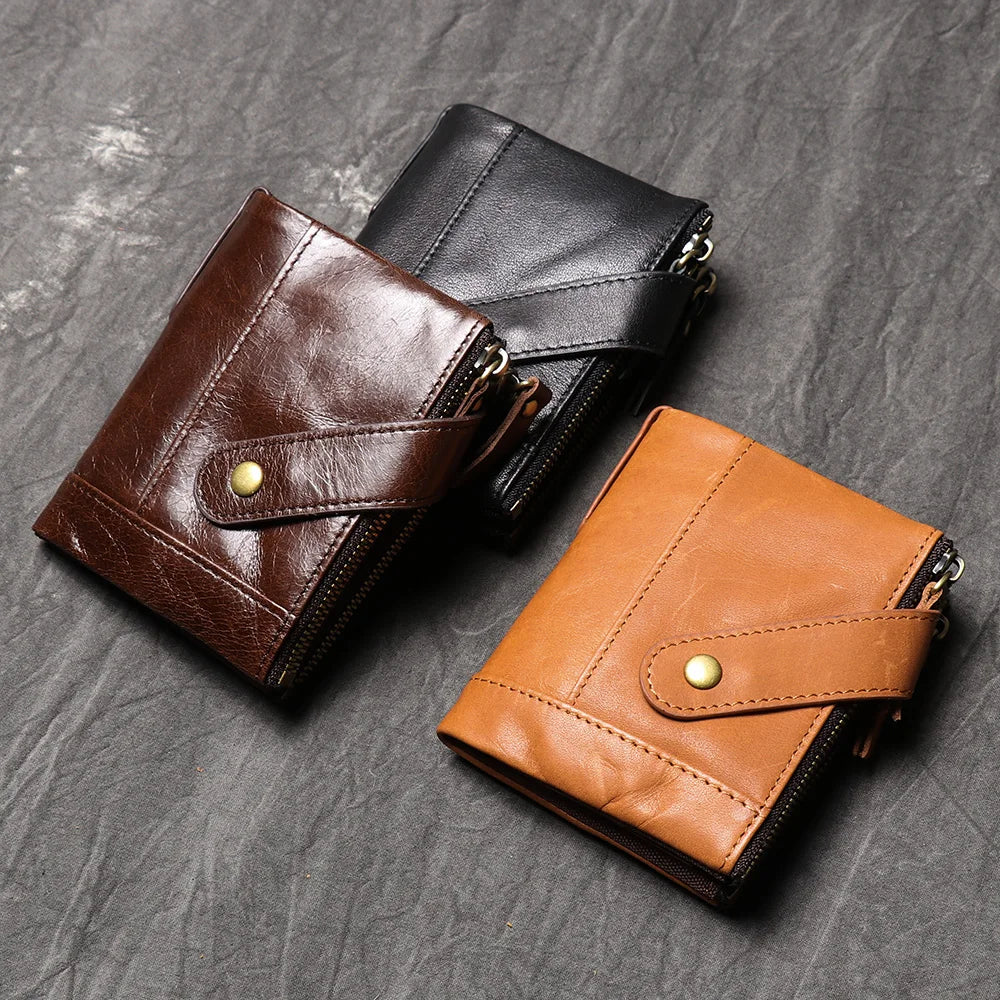 Premium Genuine Leather Men's Wallet-Wallets & Money Clips-Black-Free Shipping Leatheretro