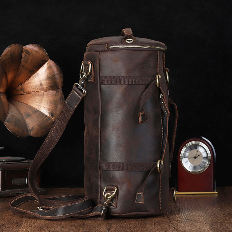 Premium Leather Bucket Backpack-Backpacks-Dark Brown-Free Shipping Leatheretro
