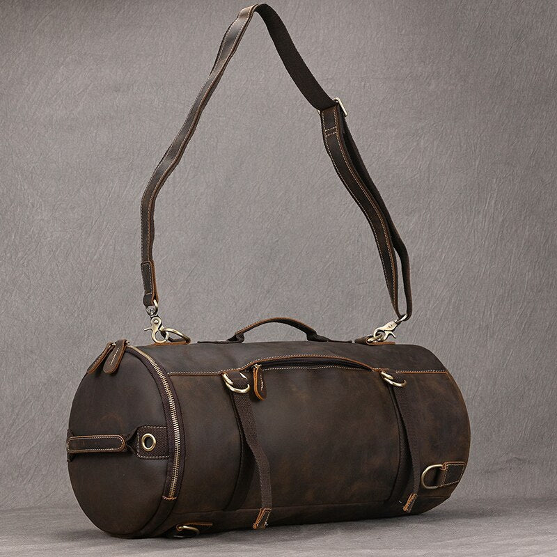 Premium Leather Bucket Backpack-Backpacks-Dark Brown-Free Shipping Leatheretro