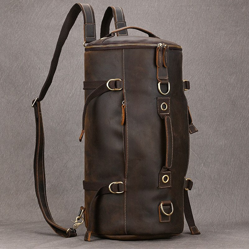 Premium Leather Bucket Backpack-Backpacks-Dark Brown-Free Shipping Leatheretro