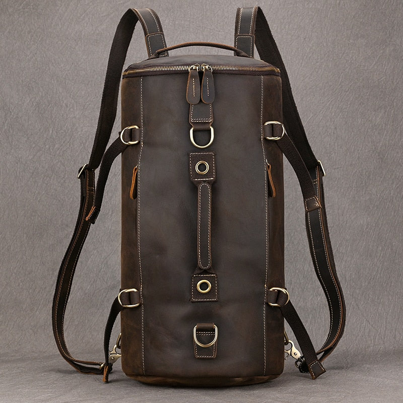 Premium Leather Bucket Backpack-Backpacks-Dark Brown-Free Shipping Leatheretro