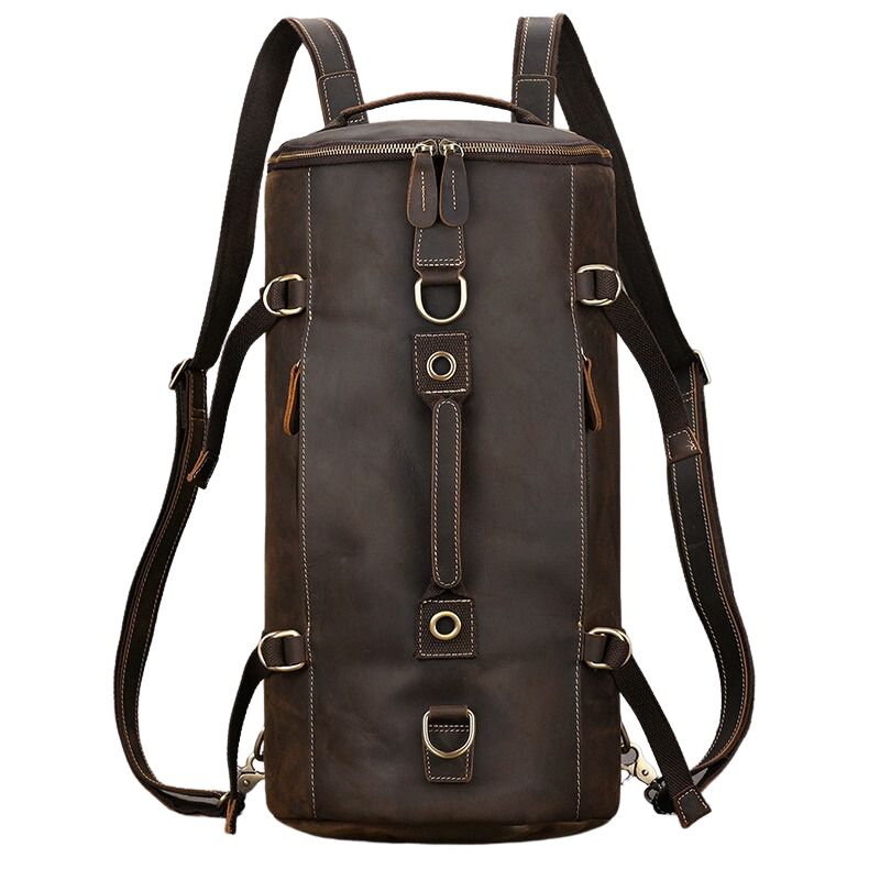 Premium Leather Bucket Backpack-Backpacks-Dark Brown-Free Shipping Leatheretro