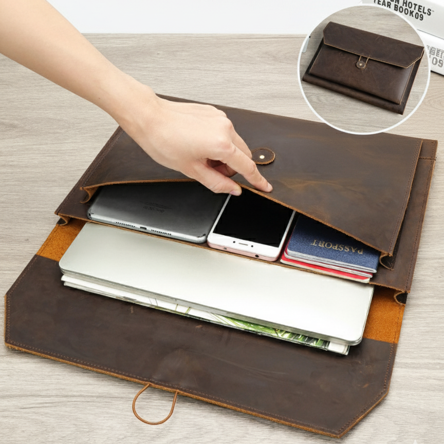 Premium Crazy Horse Leather Retro Laptop Bag Protective Case-Small 13"-Free Shipping Leatheretro