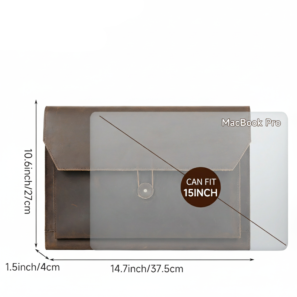 Premium Crazy Horse Leather Retro Laptop Bag Protective Case-Large 15.6"-Free Shipping Leatheretro