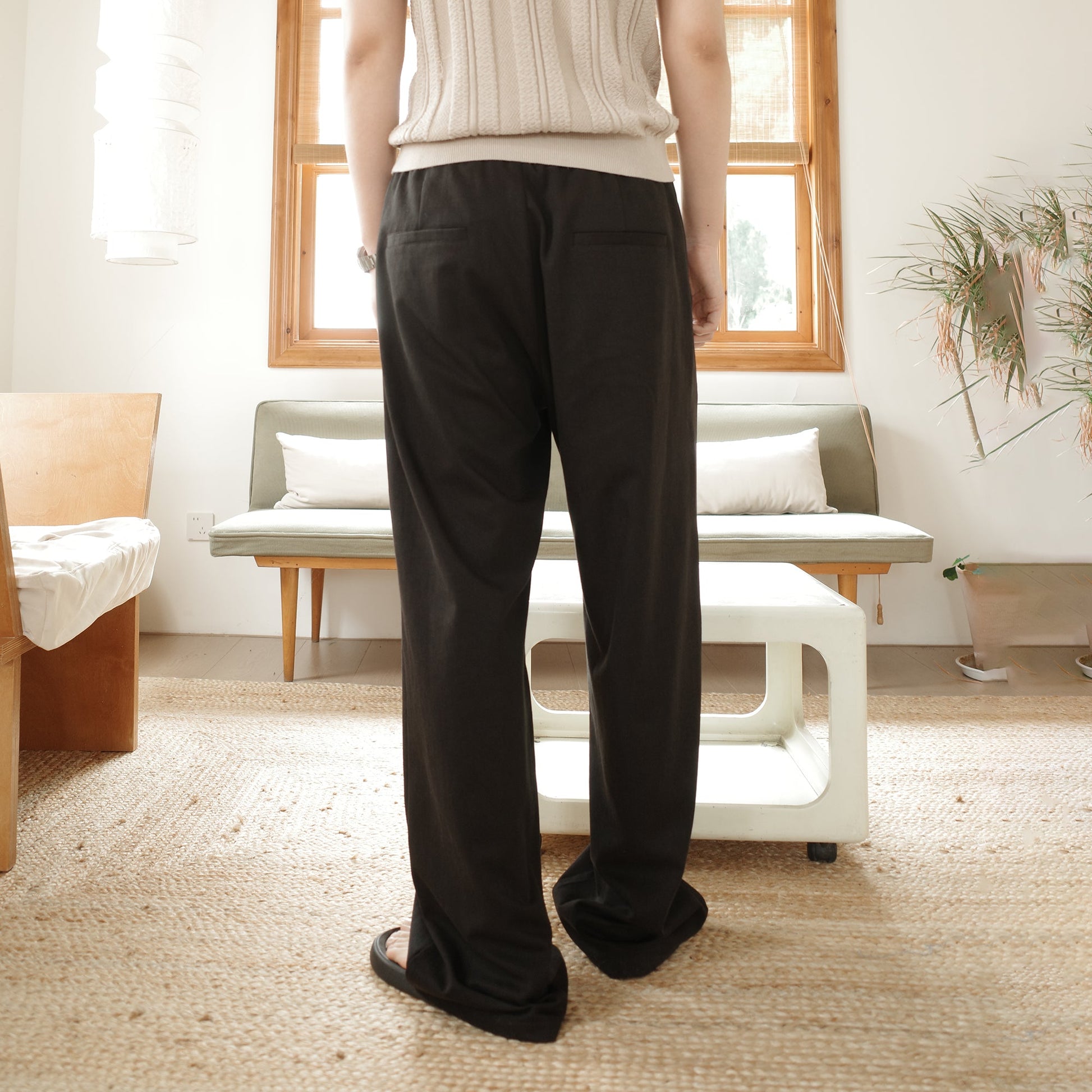 KREATE Acetate Wide-Leg Trousers-Pants-S (Preorder)-Black-Free Shipping Leatheretro