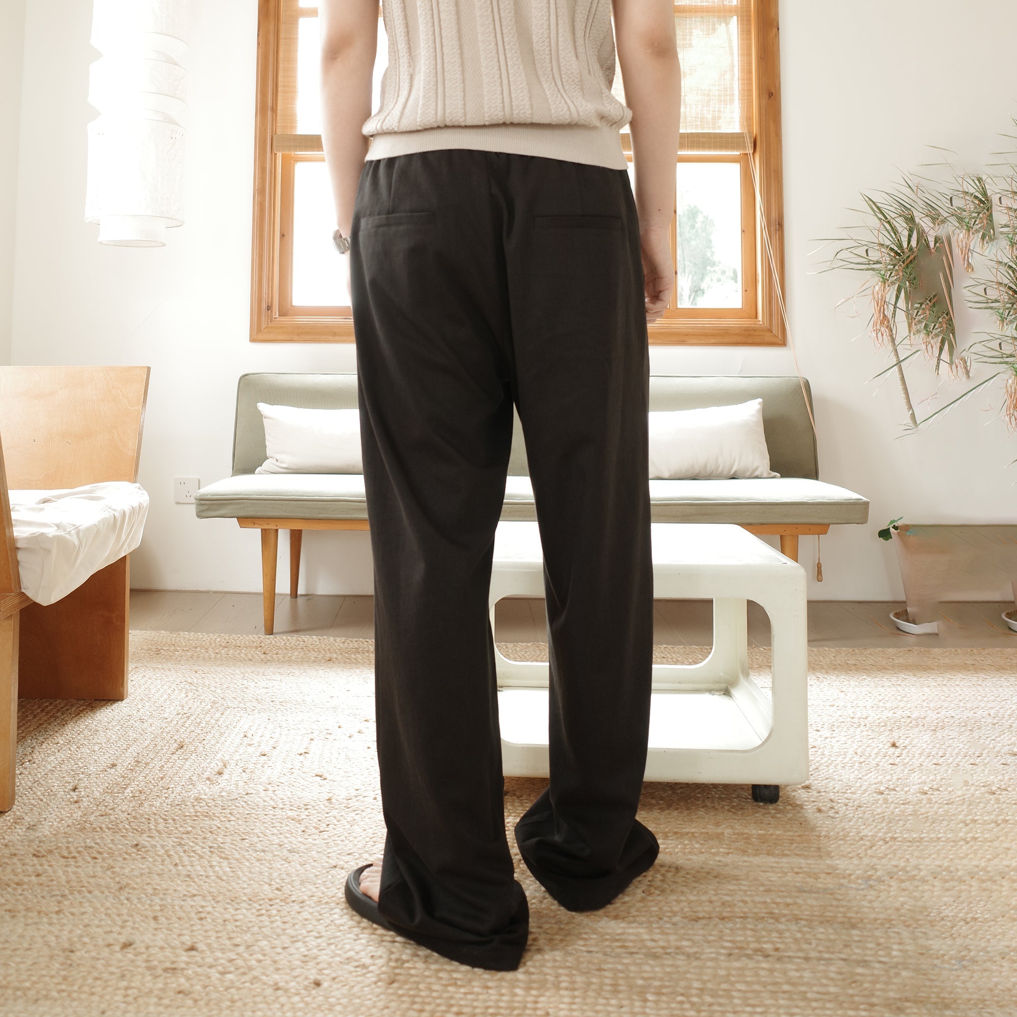 KREATE Acetate Wide-Leg Trousers-Pants-S (Preorder)-Black-Free Shipping Leatheretro