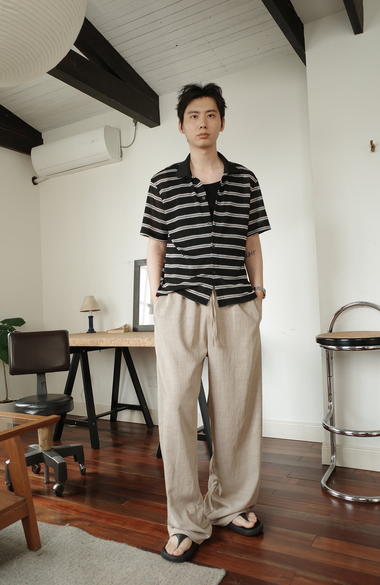 KREATE Acetate Wide-Leg Trousers-Pants-S (Preorder)-Black-Free Shipping Leatheretro