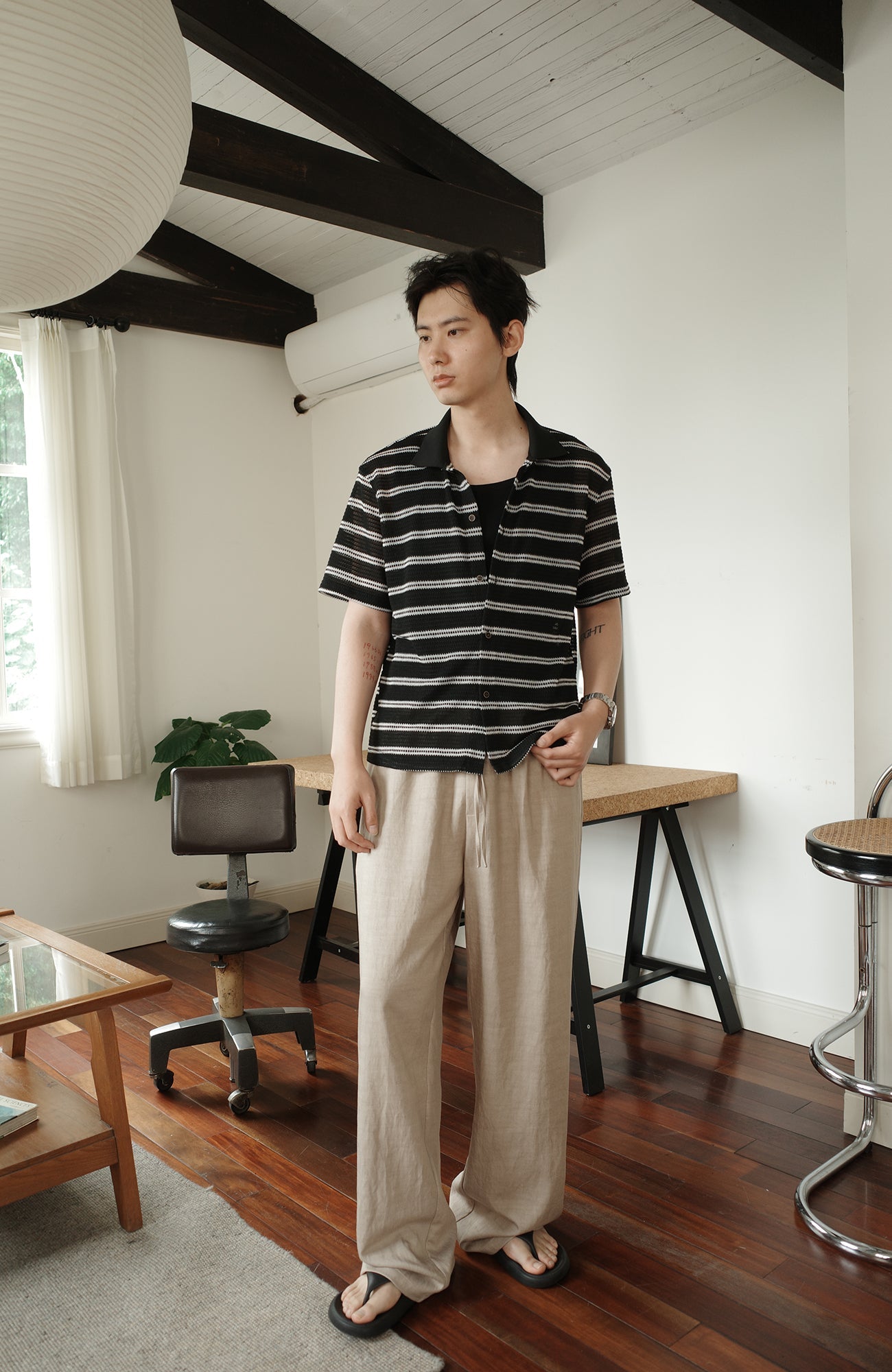 KREATE Acetate Wide-Leg Trousers-Pants-S (Preorder)-Black-Free Shipping Leatheretro