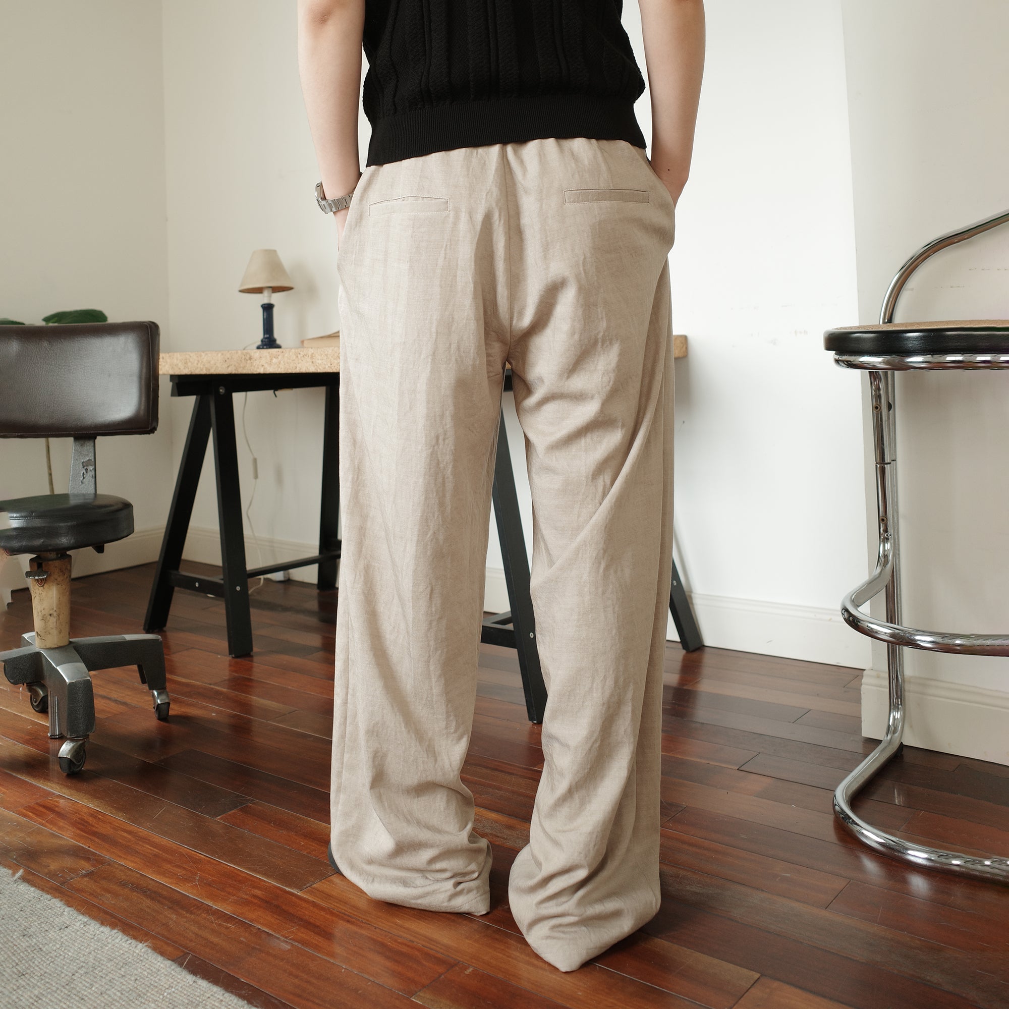 KREATE Acetate Wide-Leg Trousers-Pants-S (Preorder)-Black-Free Shipping Leatheretro