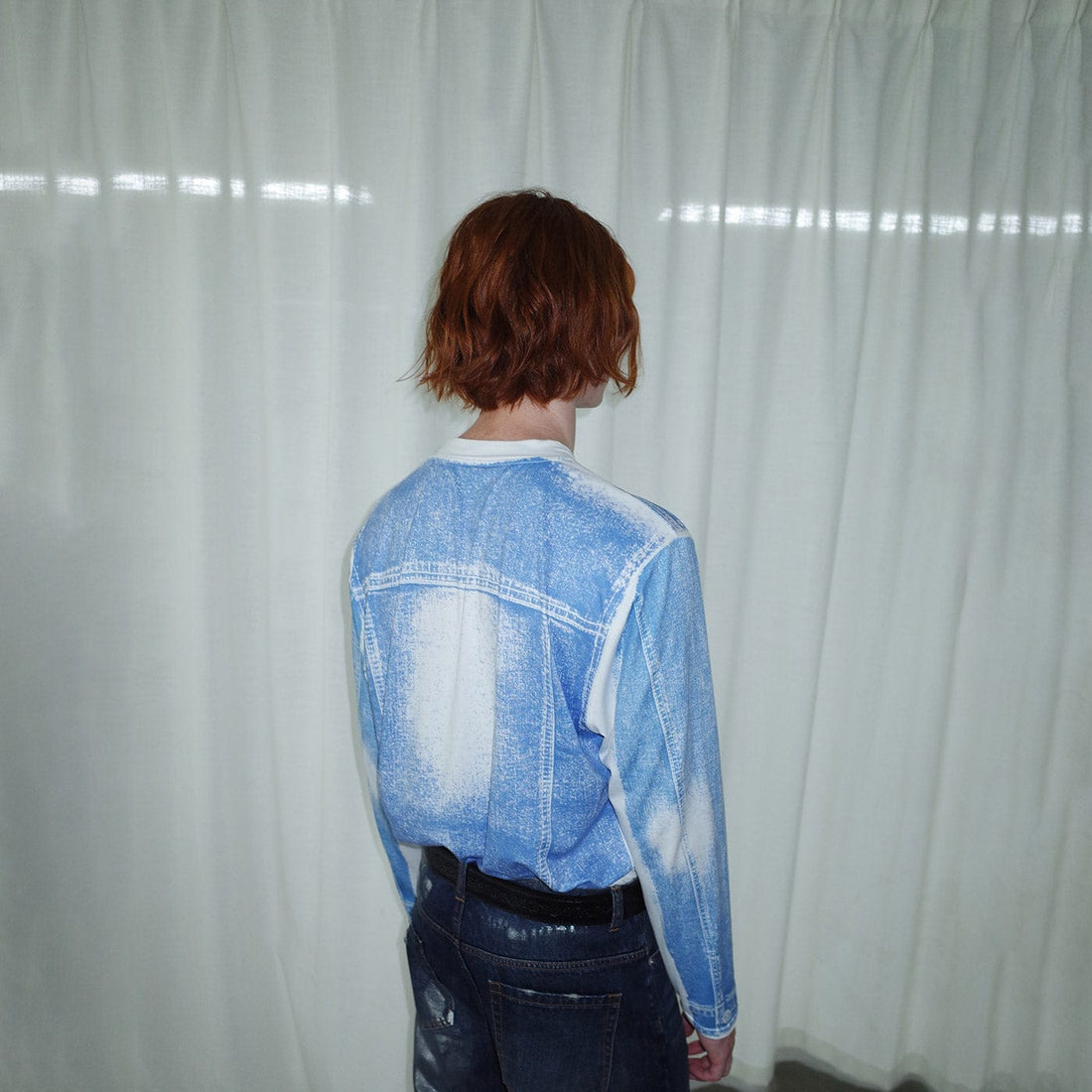 LEONSENSE Denim Print L/S T-Shirt-L/S Tee-S-Free Shipping Leatheretro