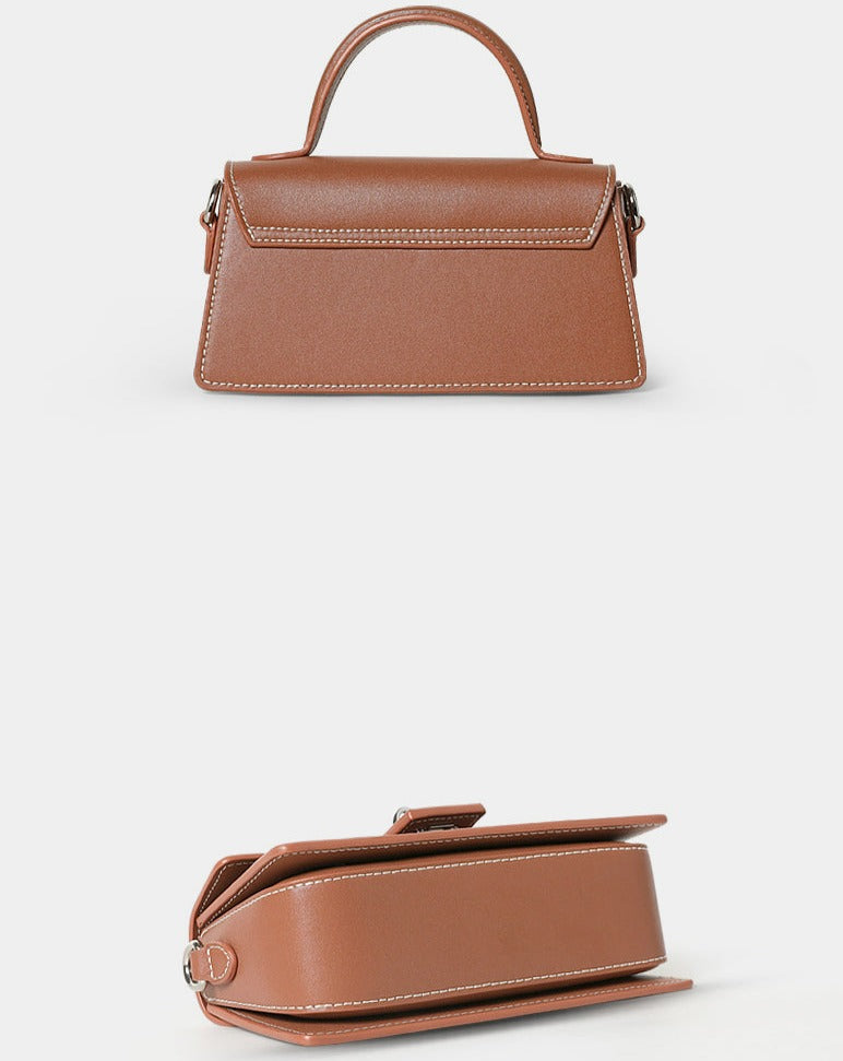 Real Cowhide Ladies Purse Genuine Leather Crossbody Bag-Handbags-Brown-Free Shipping Leatheretro