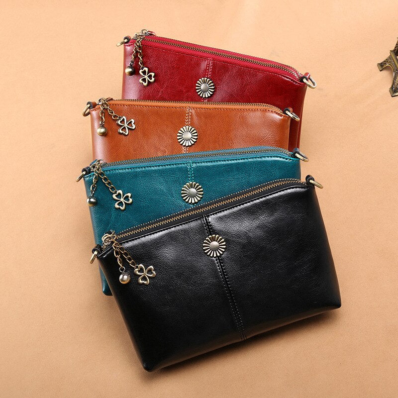 Genuine Leather Women's Clutch Messenger Bag-Clutch-Brown-Free Shipping Leatheretro