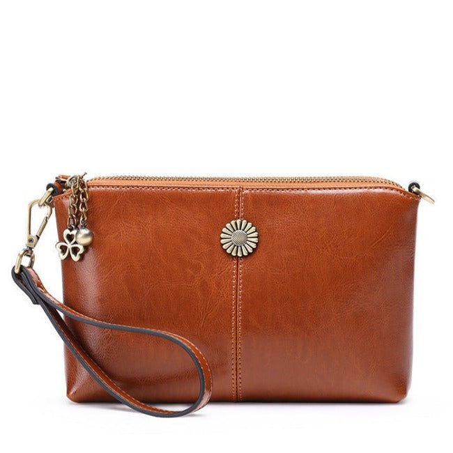 Genuine Leather Women's Clutch Messenger Bag-Clutch-Brown-Free Shipping Leatheretro