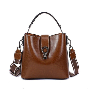 Real Oil Wax Leather Bucket Bag-Handbags-Coffee-Free Shipping Leatheretro