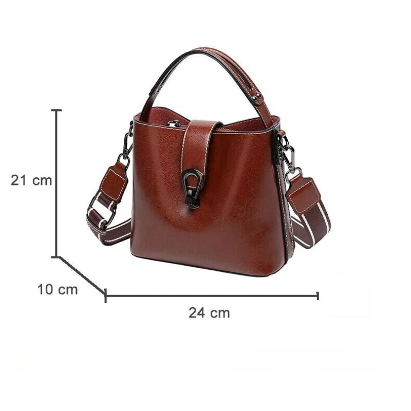 Real Oil Wax Leather Bucket Bag-Handbags-Coffee-Free Shipping Leatheretro
