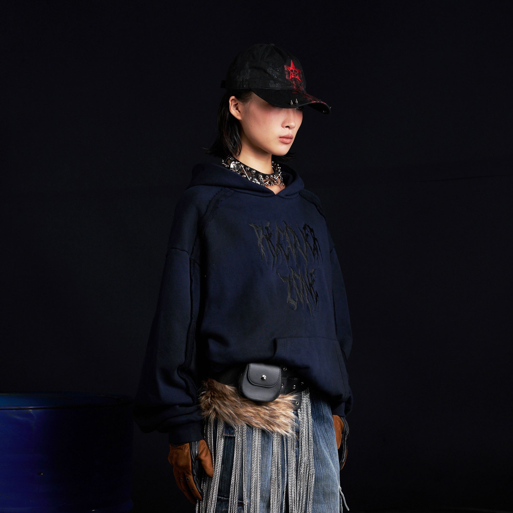 RECOVER ZONE LOGO Embroidered Dirty Wash Hoodie-Hoodie-M-White-Free Shipping Leatheretro