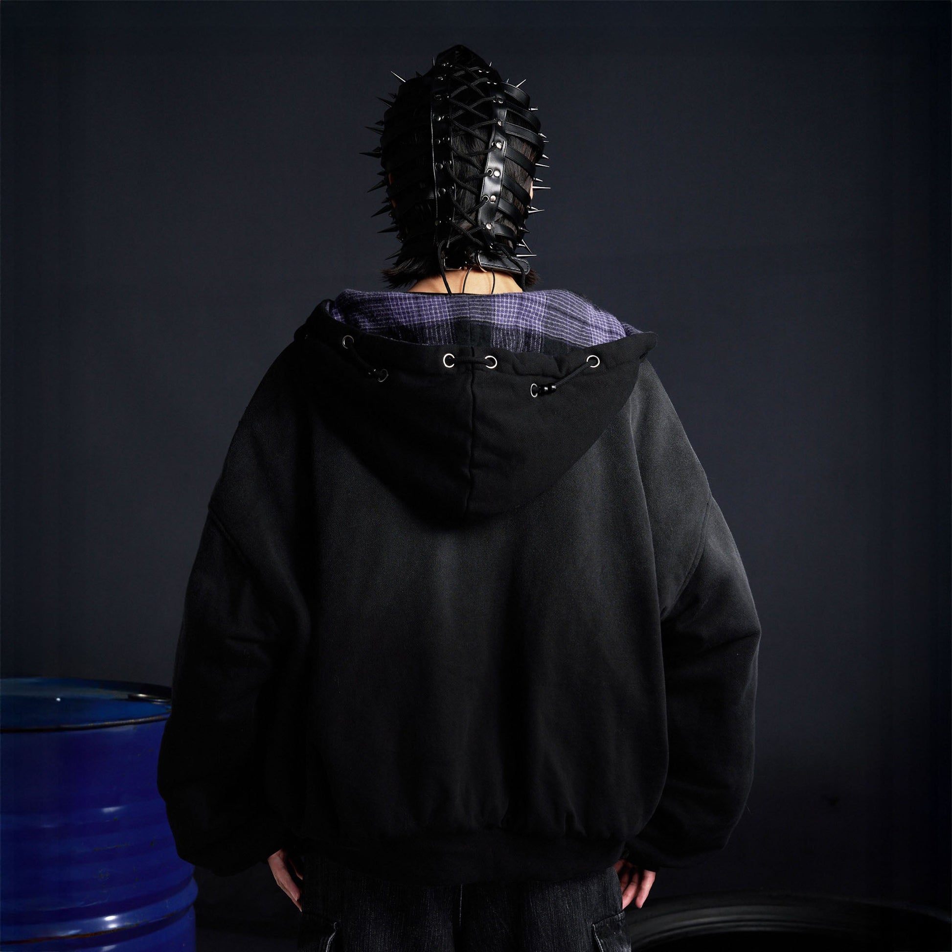 RECOVER ZONE Reversible Check & Solid Hoodie Jacket-Jacket-M (Preorder)-Free Shipping Leatheretro