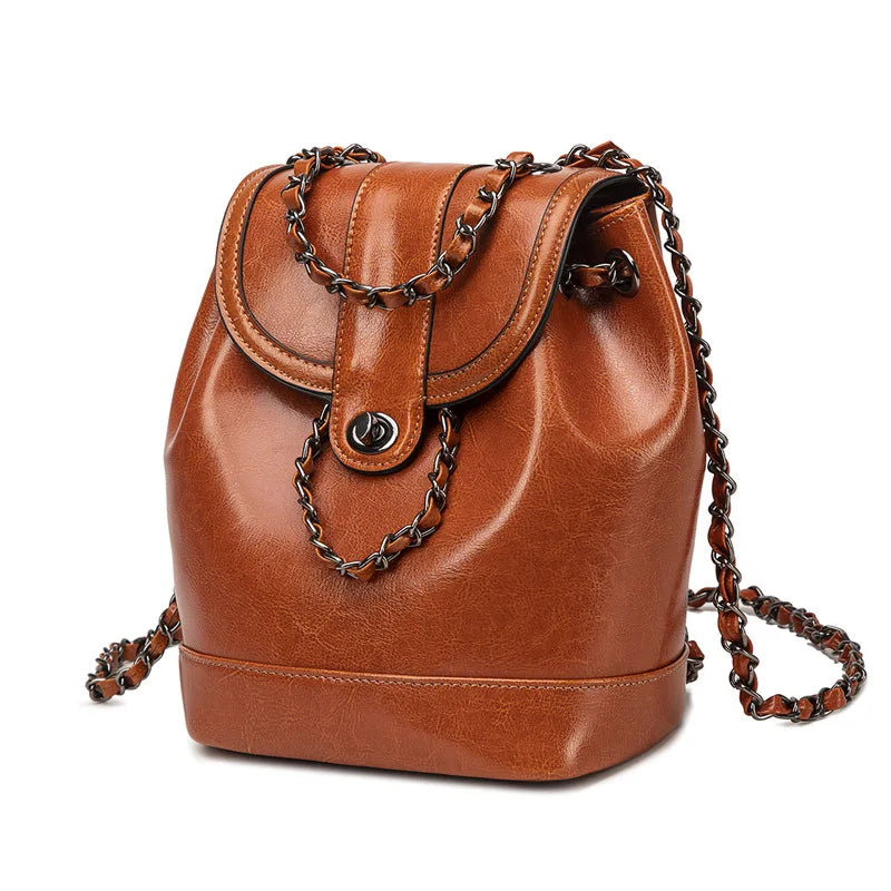 Retro Chain Shoulder Crossbody Backpack-Backpacks-Caramel-Free Shipping Leatheretro