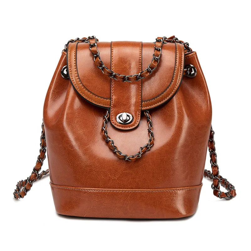 Retro Chain Shoulder Crossbody Backpack-Backpacks-Caramel-Free Shipping Leatheretro