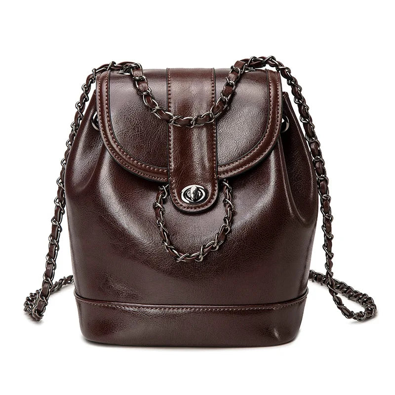 Retro Chain Shoulder Crossbody Backpack-Backpacks-Caramel-Free Shipping Leatheretro
