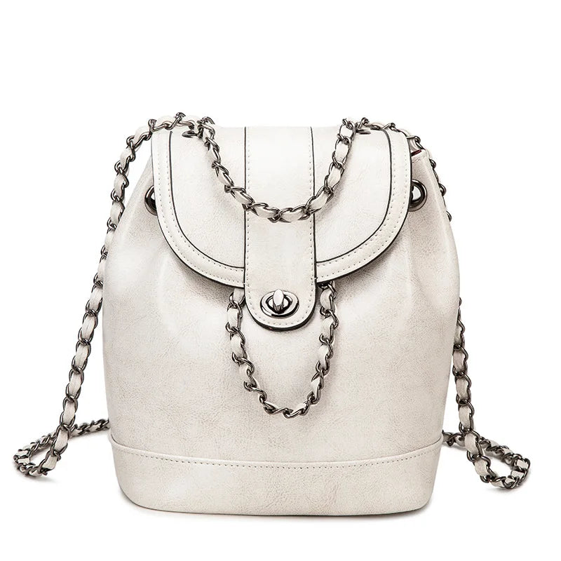 Retro Chain Shoulder Crossbody Backpack-Backpacks-White-Free Shipping Leatheretro