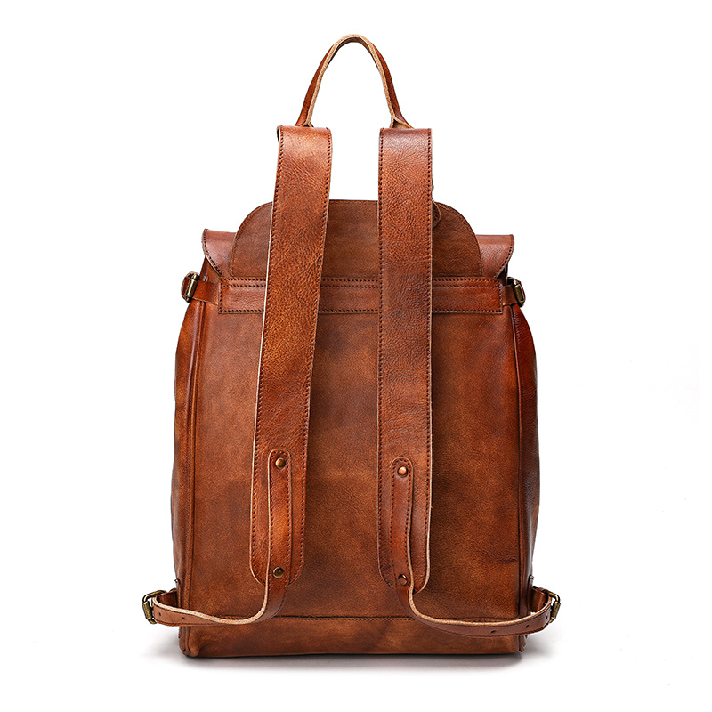 Retro Genuine Leather Casual Business Men's Backpack-Backpacks-Brown-Free Shipping Leatheretro